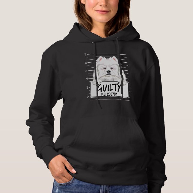 American Eskimo Dog Mugshot Guilty Dog Hoodie (Front)