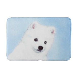 American Eskimo Dog Painting - Original Dog Art Bath Mat