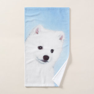 American Eskimo Dog Painting - Original Dog Art Bath Towel Set