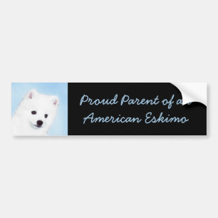 American Eskimo Dog Painting - Original Dog Art Bumper Sticker