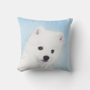 American Eskimo Dog Painting - Original Dog Art Outdoor Pillow