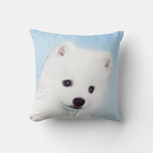 American Eskimo Dog Painting - Original Dog Art Throw Pillow