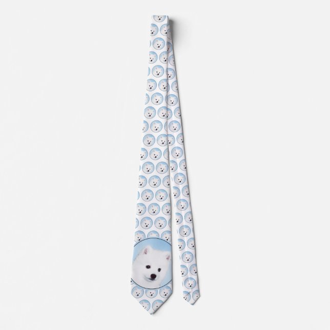 American Eskimo Dog Painting - Original Dog Art Tie (Front)
