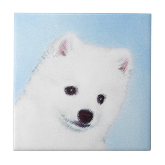 American Eskimo Dog Painting - Original Dog Art Tile (Front)