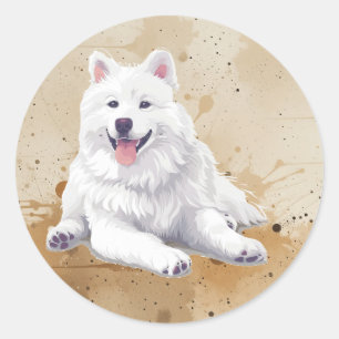 American Eskimo  Dog Pet Animal Classic Round Sticker