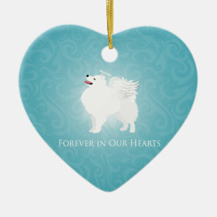 American Eskimo Dog Pet Loss Sympathy Design Ceramic Ornament