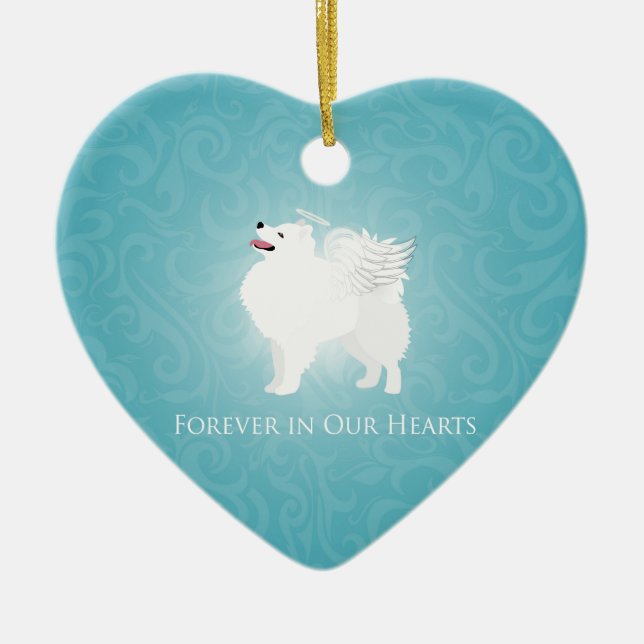 American Eskimo Dog Pet Loss Sympathy Design Ceramic Ornament (Front)