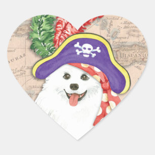 American Eskimo Dog Pirate Heart Sticker