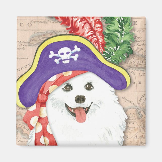 American Eskimo Dog Pirate Magnet (Devant)