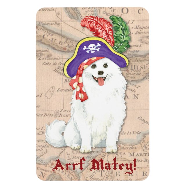 American Eskimo Dog Pirate Magnet (Vertical)