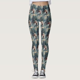 American Eskimo Dog Riding Motorcycle Christmas  Leggings