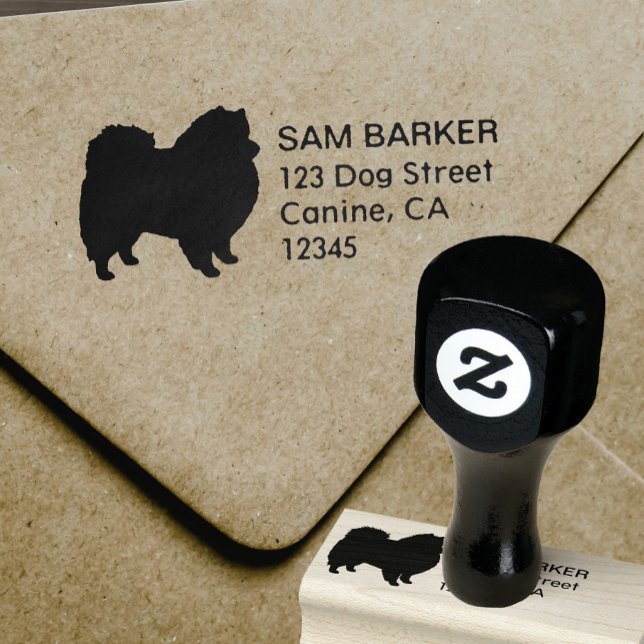American Eskimo Dog Silhouette Return Address Rubber Stamp (Creator Uploaded)