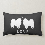 American Eskimo Dog Silhouettes Love Lumbar Pillow<br><div class="desc">American Eskimo Dog Silhouettes with Heart and Personalized Text. Makes a Nice Wedding Gift for Eskie Lovers.</div>