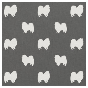 American Eskimo Dog Silhouettes Pattern Fabric
