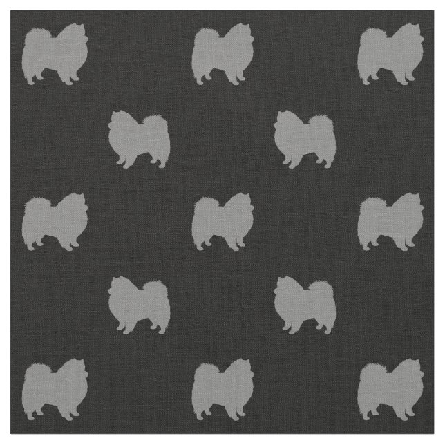 American Eskimo Dog Silhouettes Patterned Fabric (Close Up)