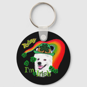 American Eskimo Dog St Patricks Keychain