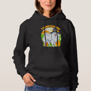 American Eskimo Dog Thanksgiving Day Pilgrim Pumpk Hoodie