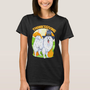 American Eskimo Dog Thanksgiving Day Pilgrim Pumpk T-Shirt