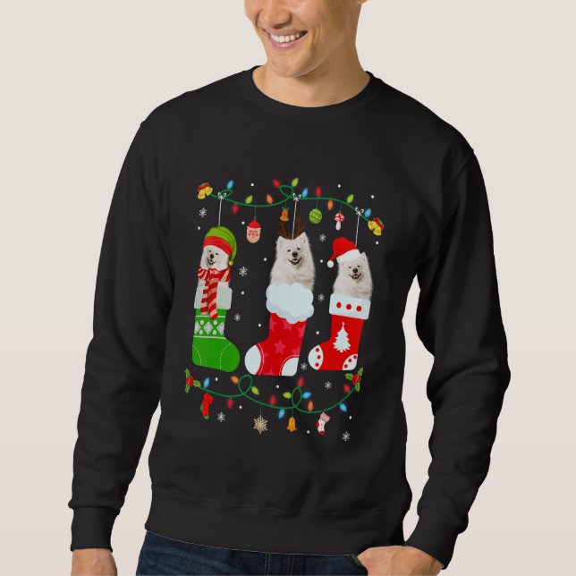 American Eskimo Dog Three Christmas Socks Sweater  (Front)