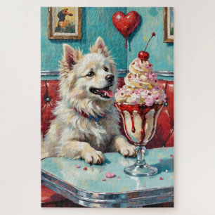 American Eskimo Dog Valentine's Day Heart Sundae Jigsaw Puzzle
