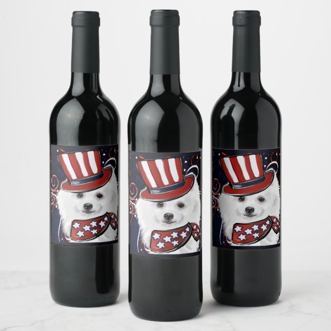 American Eskimo Dog  Wine Label (Bottles)