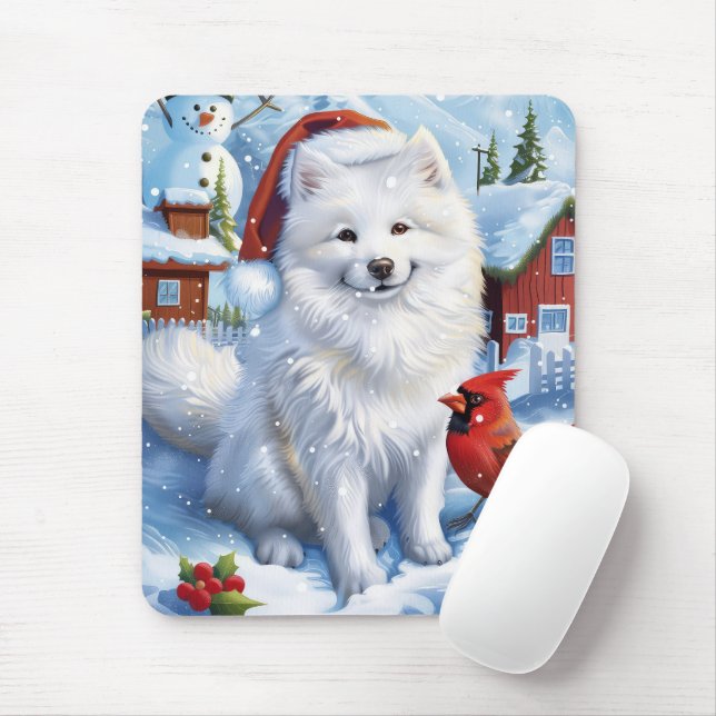American Eskimo Dog Winter Wonderland Christmas  Mouse Pad (With Mouse)