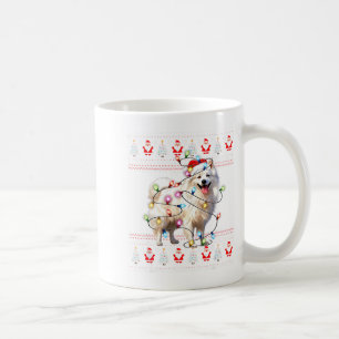 American Eskimo Dog Xmas Lights Ugly Sweater Chris Coffee Mug