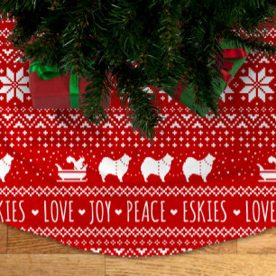 American Eskimo Dogs Christmas Eskie Holiday Brushed Polyester Tree Skirt