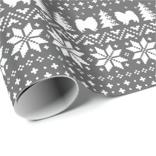 American Eskimo Dogs Christmas Sweater Pattern Wrapping Paper