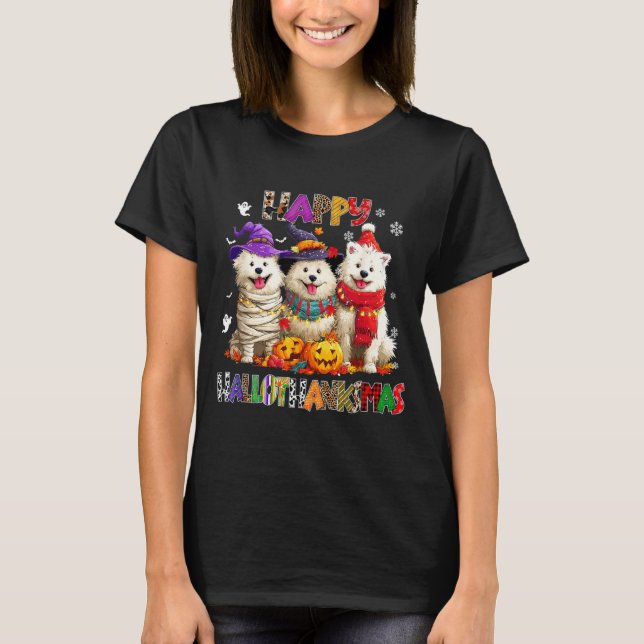 American Eskimo Dogs Christmas Xmas Men Women Kids T-Shirt (Front)