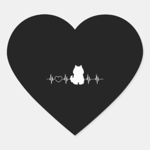 American Eskimo Dogs Heartbeat Heart Sticker
