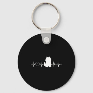 American Eskimo Dogs Heartbeat Keychain