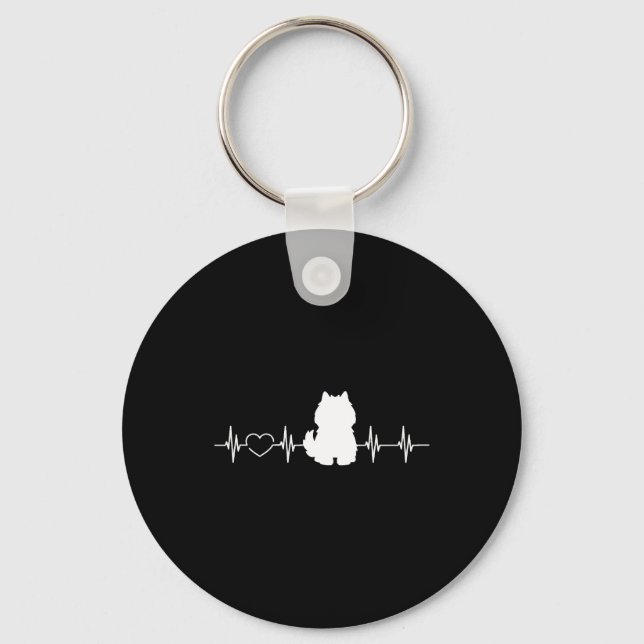 American Eskimo Dogs Heartbeat Keychain (Front)