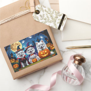 American Eskimo Dogs Pumpkin Halloween Funny Sticker