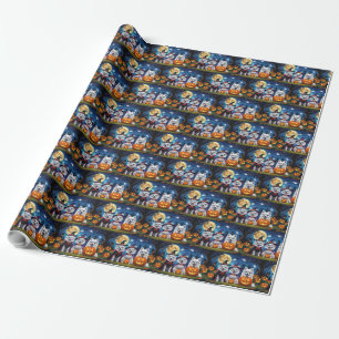 American Eskimo Dogs Pumpkin Halloween Funny Wrapping Paper
