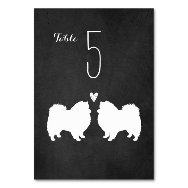 American Eskimo Dogs Wedding Reception Table Number (Front)