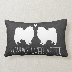American Eskimo Dogs with Heart and Text Lumbar Pillow