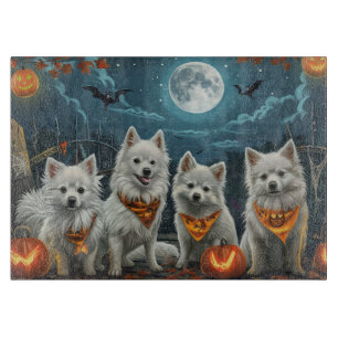 American Eskimo Halloween Spooky Cutting Board