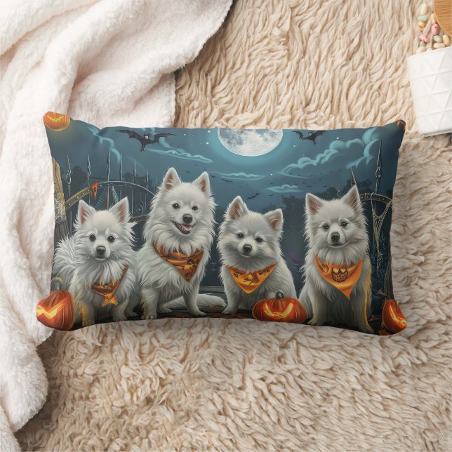 American Eskimo Halloween Spooky  Lumbar Pillow (Blanket)