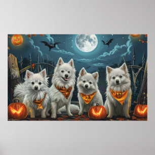 American Eskimo Halloween Spooky Poster