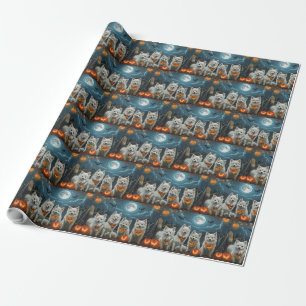 American Eskimo Halloween Spooky Wrapping Paper