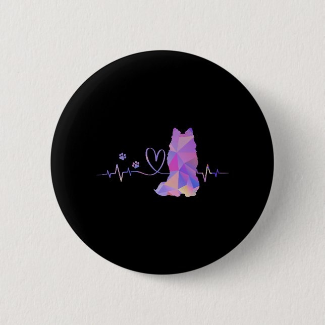 American Eskimo Heartbeat 2 Inch Round Button (Front)