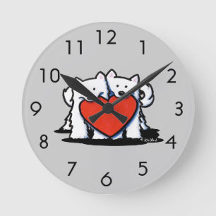 American Eskimo Heartfelt Duo Round Clock