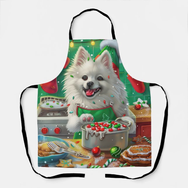 American Eskimo Holiday Baking: Festive Christmas Apron (Front)