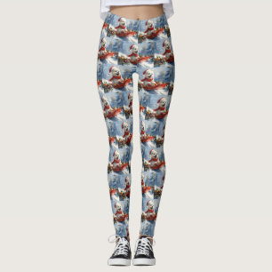 American Eskimo in Sledge Let it Snow Christmas Leggings