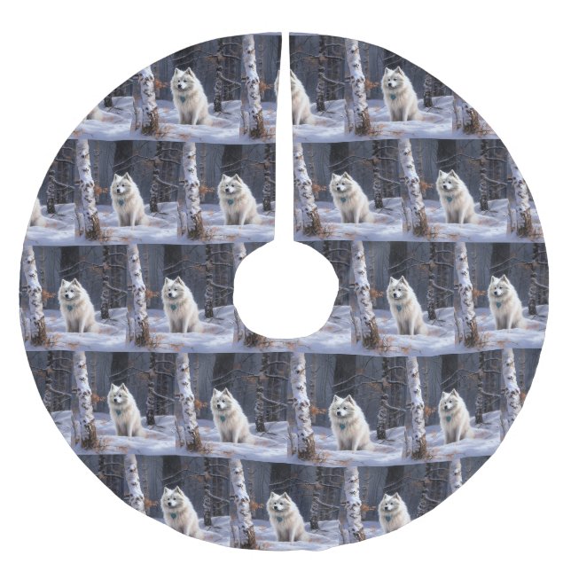 American Eskimo Let It Snow Christmas  Brushed Polyester Tree Skirt (Front)