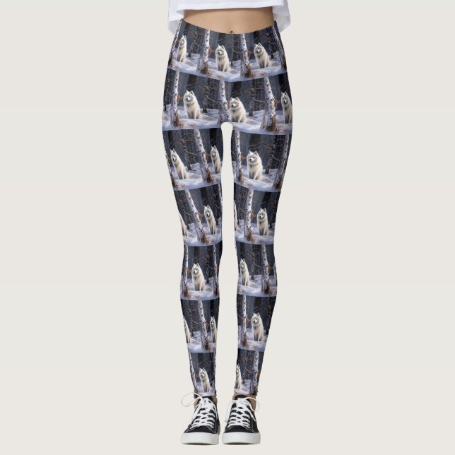 American Eskimo Let It Snow Christmas  Leggings (Front)