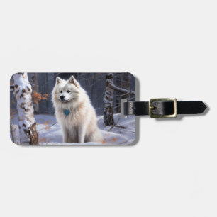 American Eskimo Let It Snow Christmas  Luggage Tag