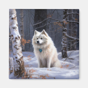 American Eskimo Let It Snow Christmas Magnet