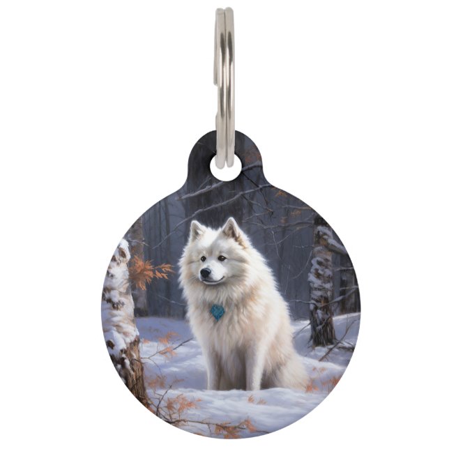 American Eskimo Let It Snow Christmas  Pet Tag (Front)